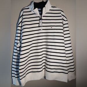 Tommy Hilfiger Men's Black and White Zip-Up Sweater